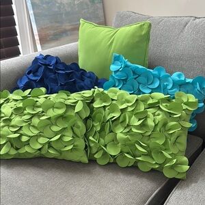 Vibrant Green and Blue Accent Pillows